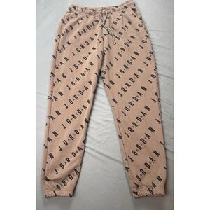 Jordan Pants Mens M Palomino Brown All-Over Print Essentials Graphic Fleece